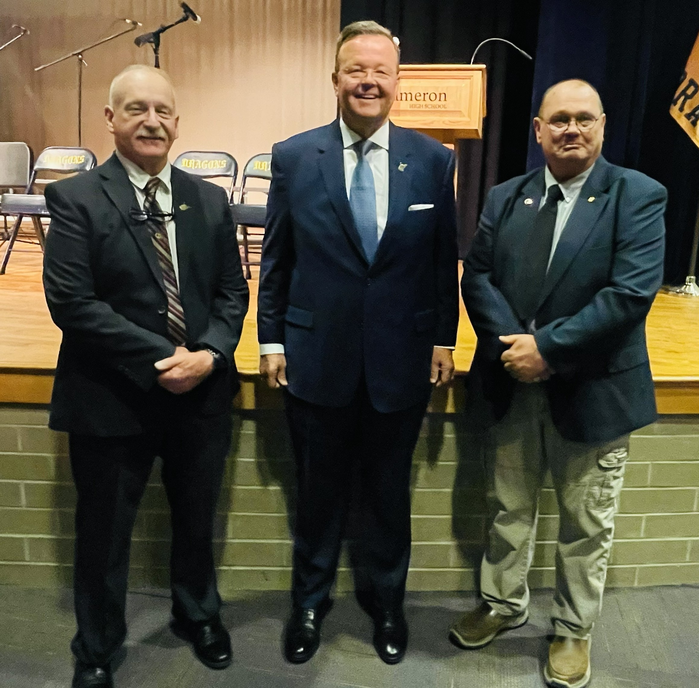 Jim Kudlak with West Virginia Secretary of State Kris Warner and Delegate Charles Sheedy at Cameron High School
